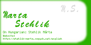 marta stehlik business card